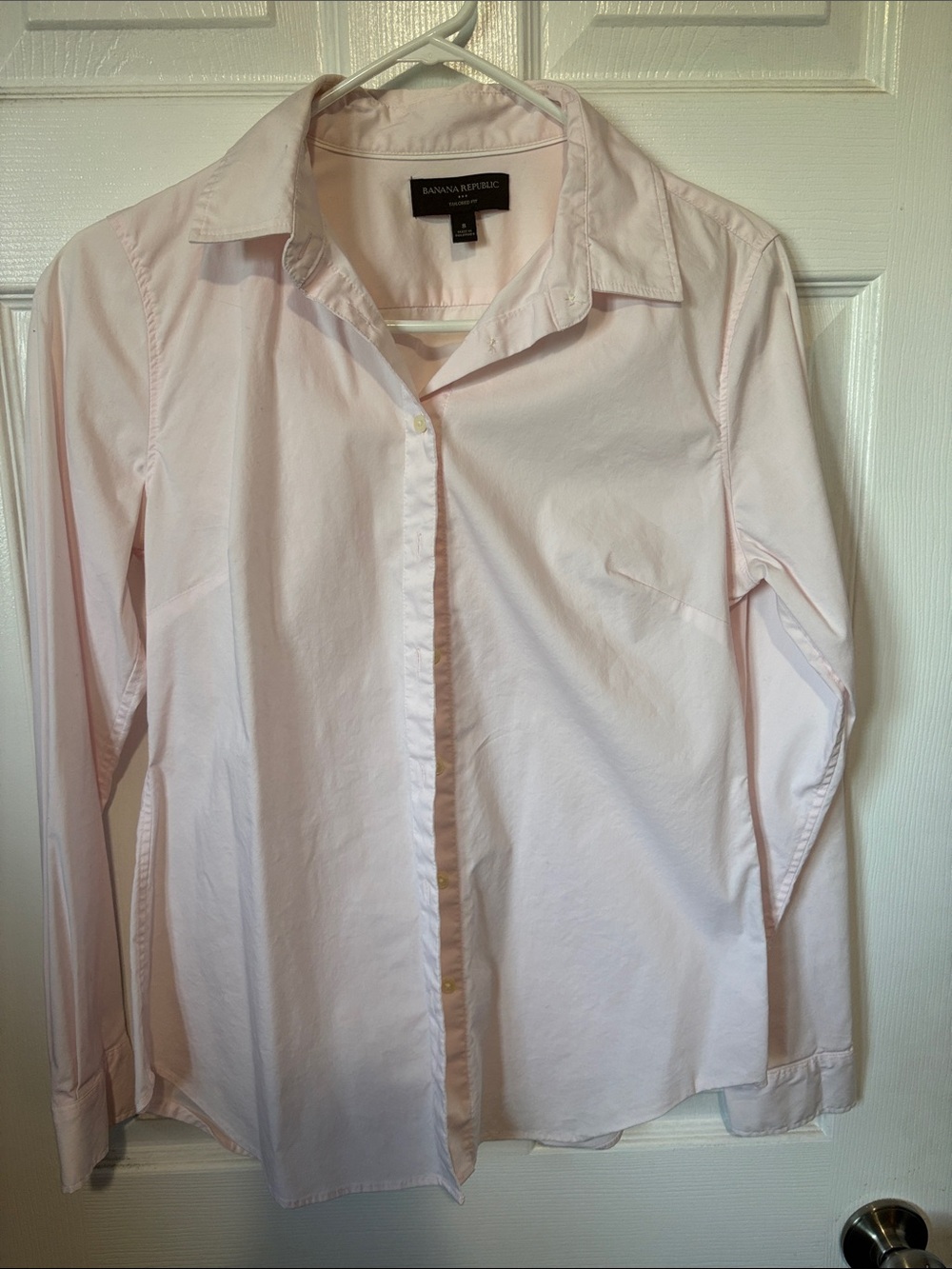 Banana Republic Pale Pink Women's Tailored Fit Button-Front Shirt